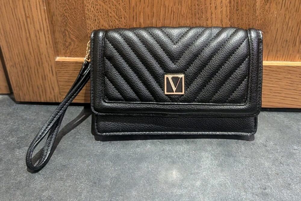 Victoria's Secret Phone Wristlet Wallet Clutch, Black